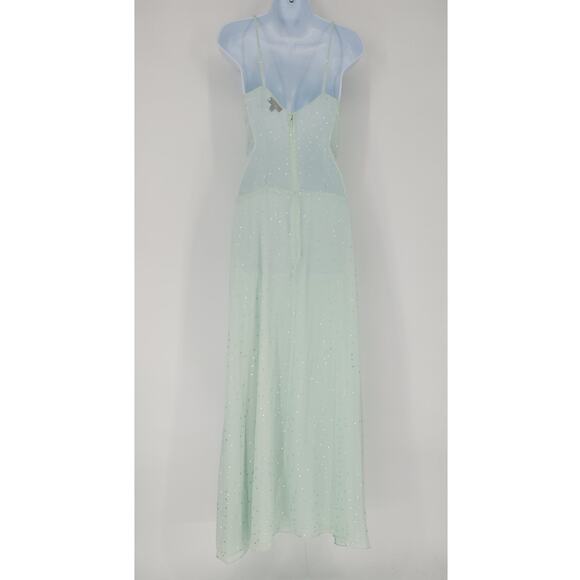 Topshop Mint Green Silver Polka Dot Twist Front Maxi Dress Women’s Size 6 - Picture 10 of 10